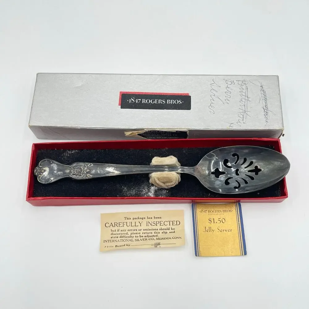 Old Community Plate Slotted Serving Spoon Silver Plate Floral